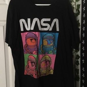 Unisex black oversized nasa graphic tee shirt